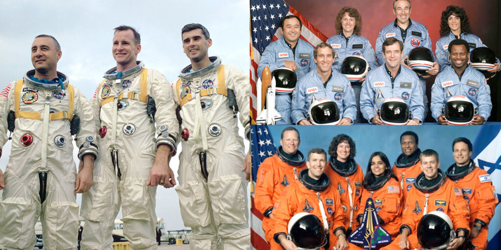 Gli equipaggi dell'Apollo 1, dello Shuttle Challenger e dello Shuttle Columbia